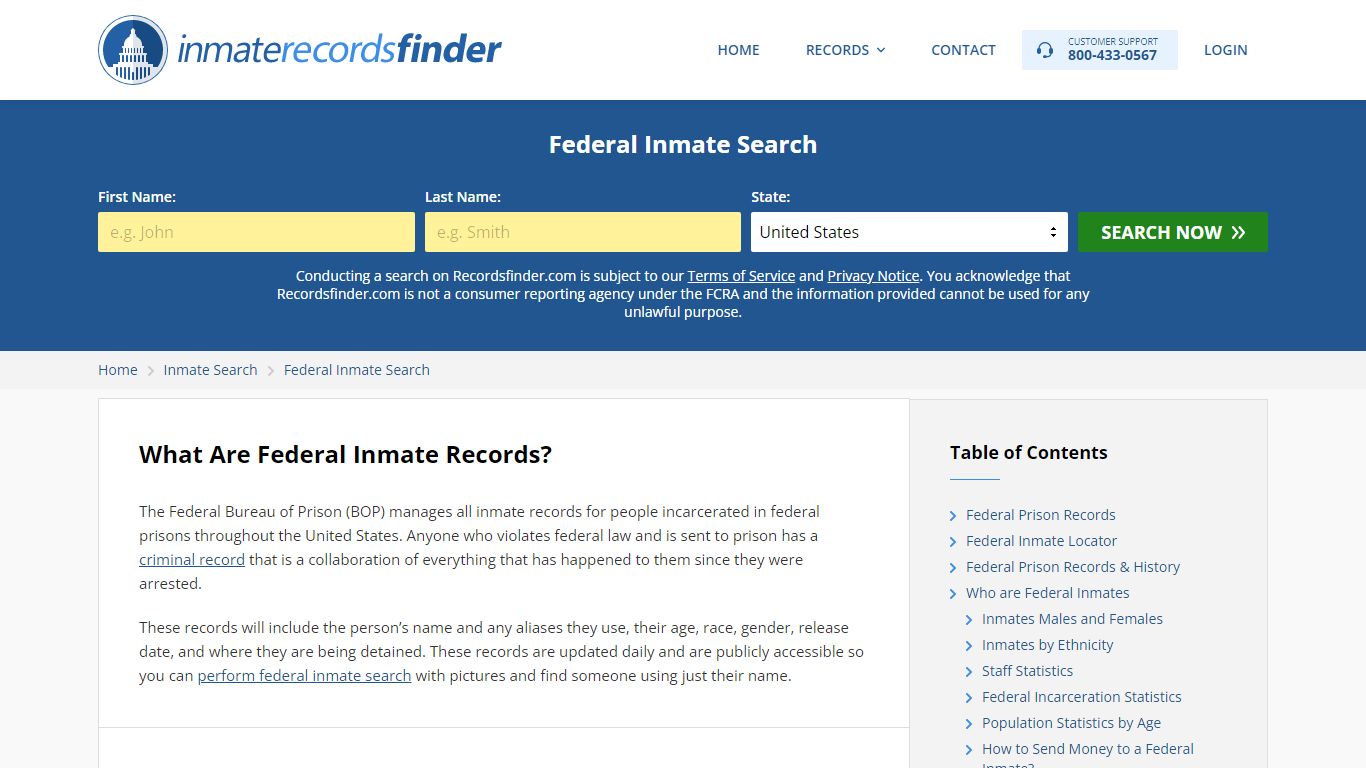 Federal Inmate Search & Locator - Federal Prison Records - RecordsFinder